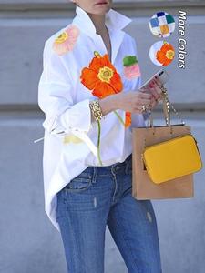 women's floral print button front shirt, casual drop shoulder long sleeve top for fall & winter, women's clothes for daily wear, blouse