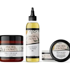 Duchess Crown Natural Ingredient Hair Care Products - Dulce De Leche Moisturizer, Antitch & Growth Oil, Firm Hold Edge Control - Hair Care Set