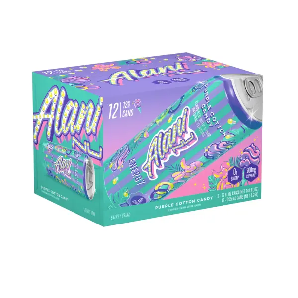 Alani Nu Energy Drink (Alani Energy Drink) - Purple Cotton Candy Flavor, 12 fl oz Cans, 12 Pack