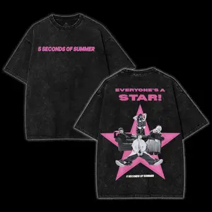 5sos Everyone's a STAR! Washed T-shirt | 5 Seconds of Summer Fan Art Tee | 5SOS Album Shirt | Unofficial Band Merch Gift for Fans