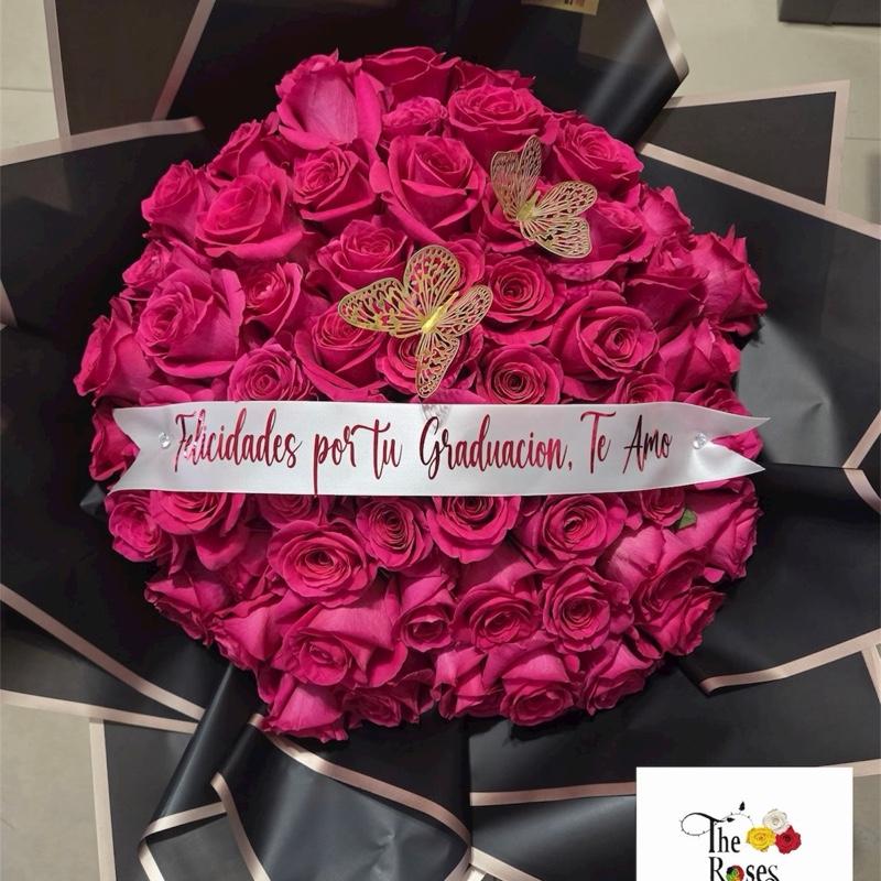 Miami only - 60 mix roses bouquet with personalized message - Free delivery