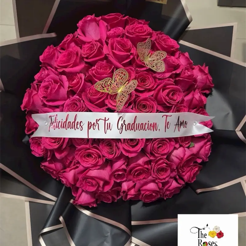 Miami only - 60 mix roses bouquet with personalized message - Free delivery