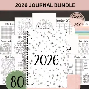 2026 Year Planner Set, Printable Daily Journal Pages, Annual/monthly Calendar, Habit & Mood Tracker, Adult Cloth Diary Kit, Spiral Bound Planner