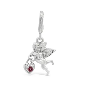 Ariva Sterling Silver Pink Tourmaline Cupid Charm