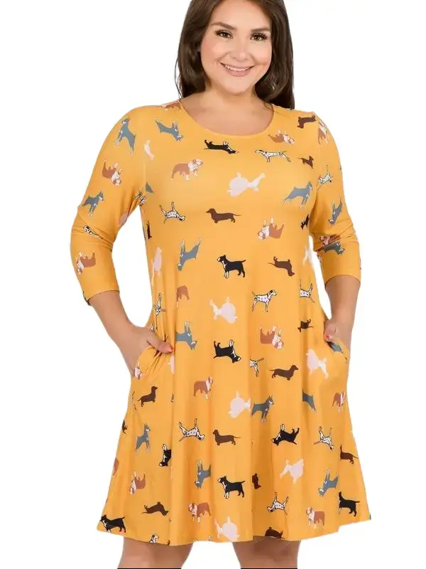 Yelete A-line dress Various prints Casual Sleeve