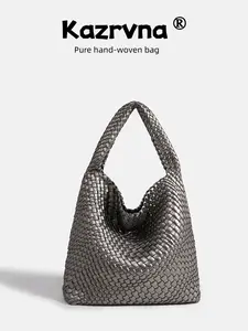 Women's Woven Shoulder Bag, Large Capacity Casual Versatile Handbag, Durable PU Eco-Friendly Material, Perfect for Shopping Travel Dates Beach