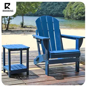 RIMIKINGRIMIKING Weather-Resistant Chair with Side Table Set, Wide Armrests, Slide-Out Cup Holder, Easy-Clean HDPE & 304 Stainless Steel，QWY-1SET