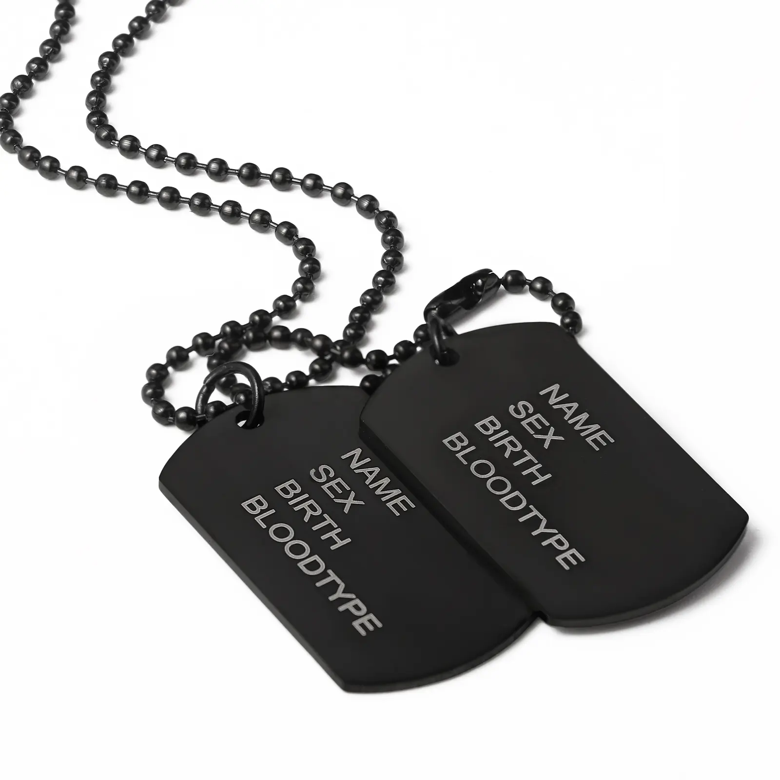 OIDEA Custom Engraved Stainless Steel Military Style Double Pendant Dog Tag Necklace for Men, Gi Vibe Necklace, Layered Jewelry, Chain Jewelry, Black Pet ID Tag Chain Birthday Gift, Layered Jewelry Necklaces