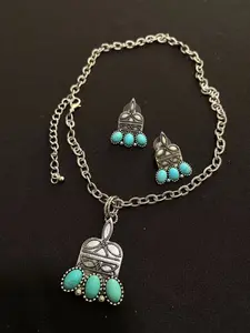 Western Turquoise Drop Pendant Jewelry Set -052