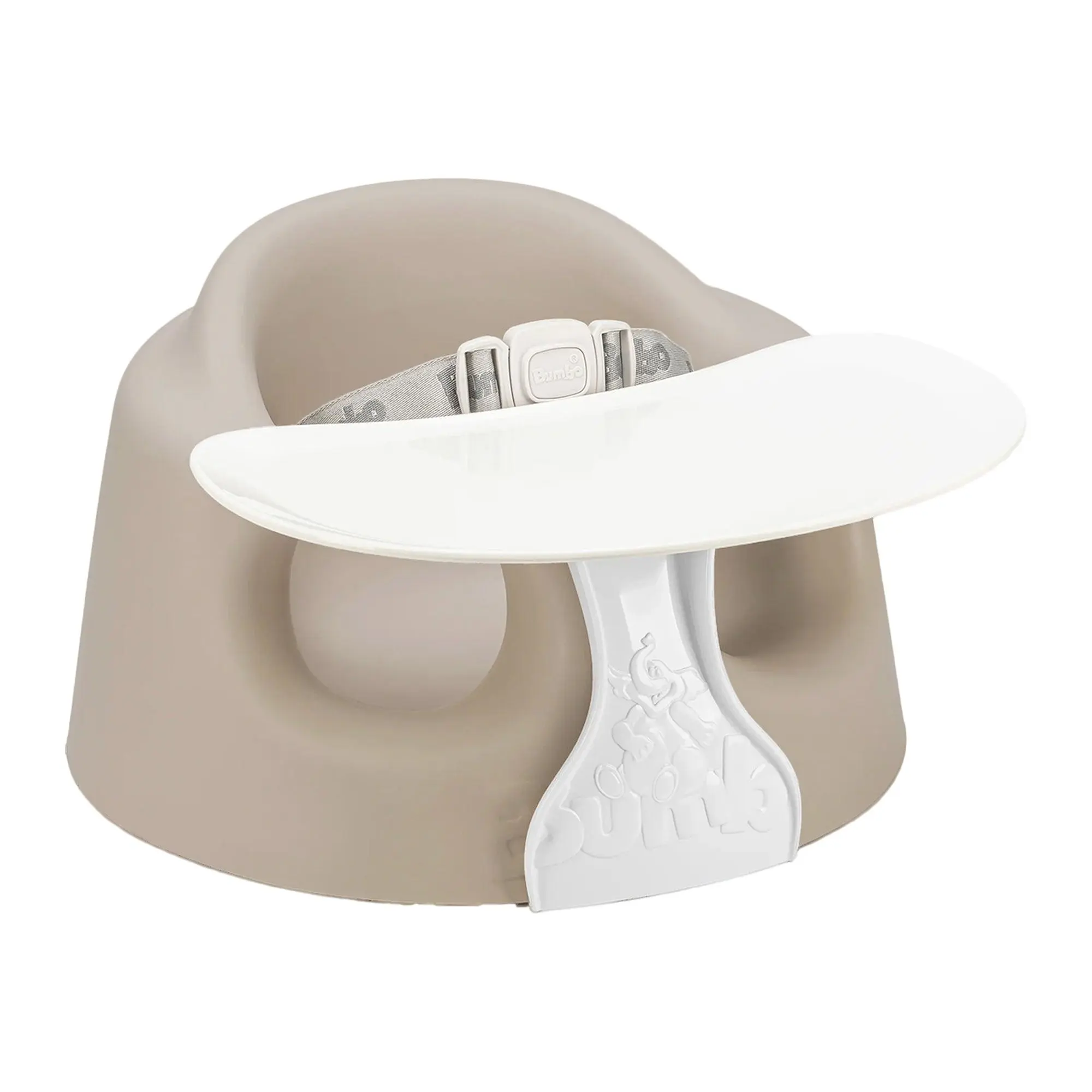Bumbo Infant Floor Seat PLUS+ Sit Up Chair, Adjustable Safety Harness, Taupe