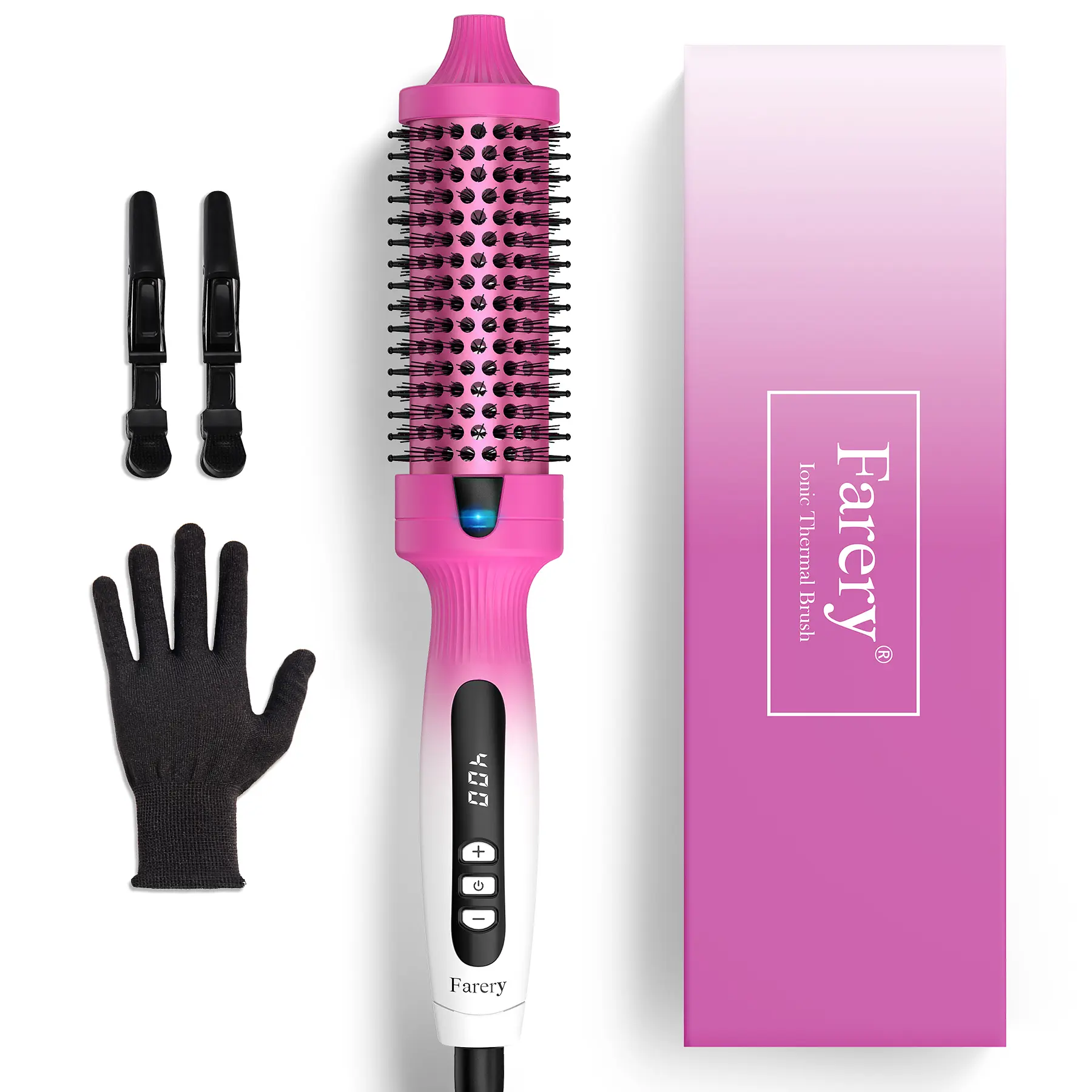 Farery Hot Brush, Digital Display 9 Temps Thermal Brush, Dual Voltage, Comfort