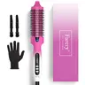 Farery Hot Bristle Hair Straightener Iron - Digital Display, 9-Temp Thermal Brush, Low Temp Start, Frizz Control, Dual Voltage, US Plug, for Blowout Hair, Curls and Waves, Radiant Blowout Routine, Quick Hairstyle Solutions