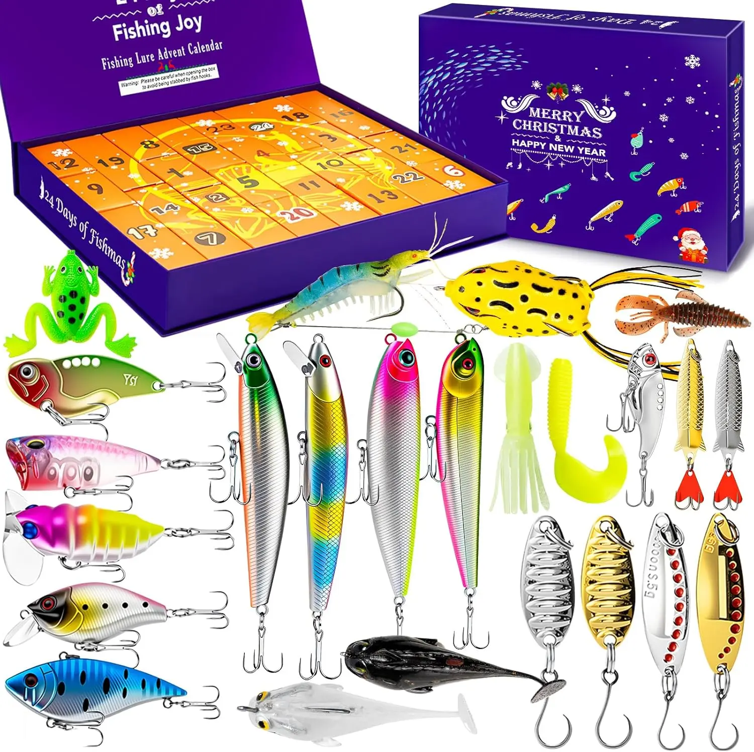 Fishing Advent Calendar 2026 - Christmas Countdown 24 Days Fishing Lures Gifts Set for Adult Men Teen Boys, Xmas Holiday Surprise Gift Advent Calendar