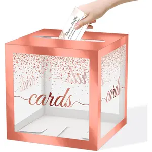 Rose Clear  Box, Cards Receiving Box For Birthday, Wedding, Engagement, Bridal or  Shower, Graduation, , Anniversaries Party Decorations Supplies
