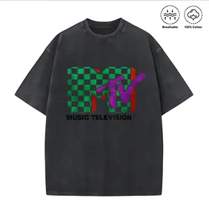 100 Percent Cotton Oversized Streetwear Style T Shirt MTV Music Television Logo Design Summer Casual Wear For Music Lovers And Trendsetters