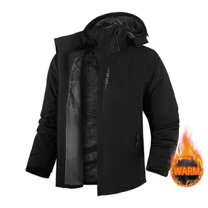 Men's Winter Ski Jacket Warm Fleece Lined Sports Hiking Running Camping Fishing Climbing Travel Snowboarding Casual Windproof Coat Waterproof Thickened Hooded Insulated Outdoor Jacket