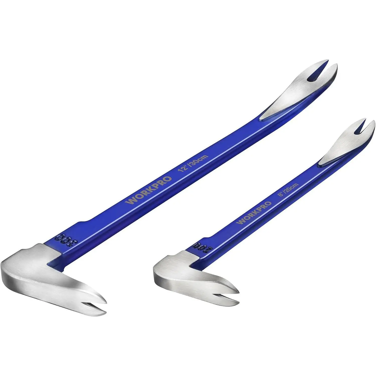 High Hardness Carbon Steel 2-Piece Nail Puller Set - 12" Pry Bar, 8" Mini Crowbar, Cats Paw Claw Remover for Kitchen Remodel, Removing Nails, Pry Off Tiles, Narrow Spaces