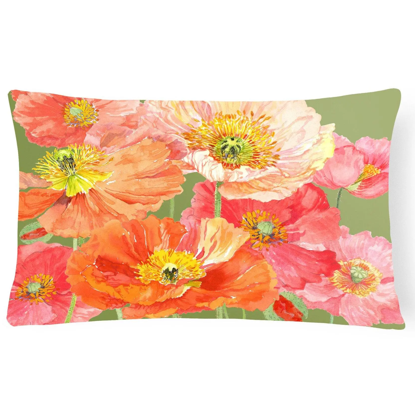 Poppies Decorative Pillow by Anne Searle (SASE664CPW1216) - 12x16 in Fade-Resistant, Enhanced Water-Resistant Fabric Cushion for Household Textiles & Soft Furnishings