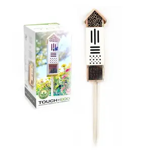 Pollination Castle - Large Wooden Insect House for Bees Butterflies Ladybugs Natural Beneficial Habitat for Gardens & Yards Eco-Friendly Pest Control 24 Inches Tall