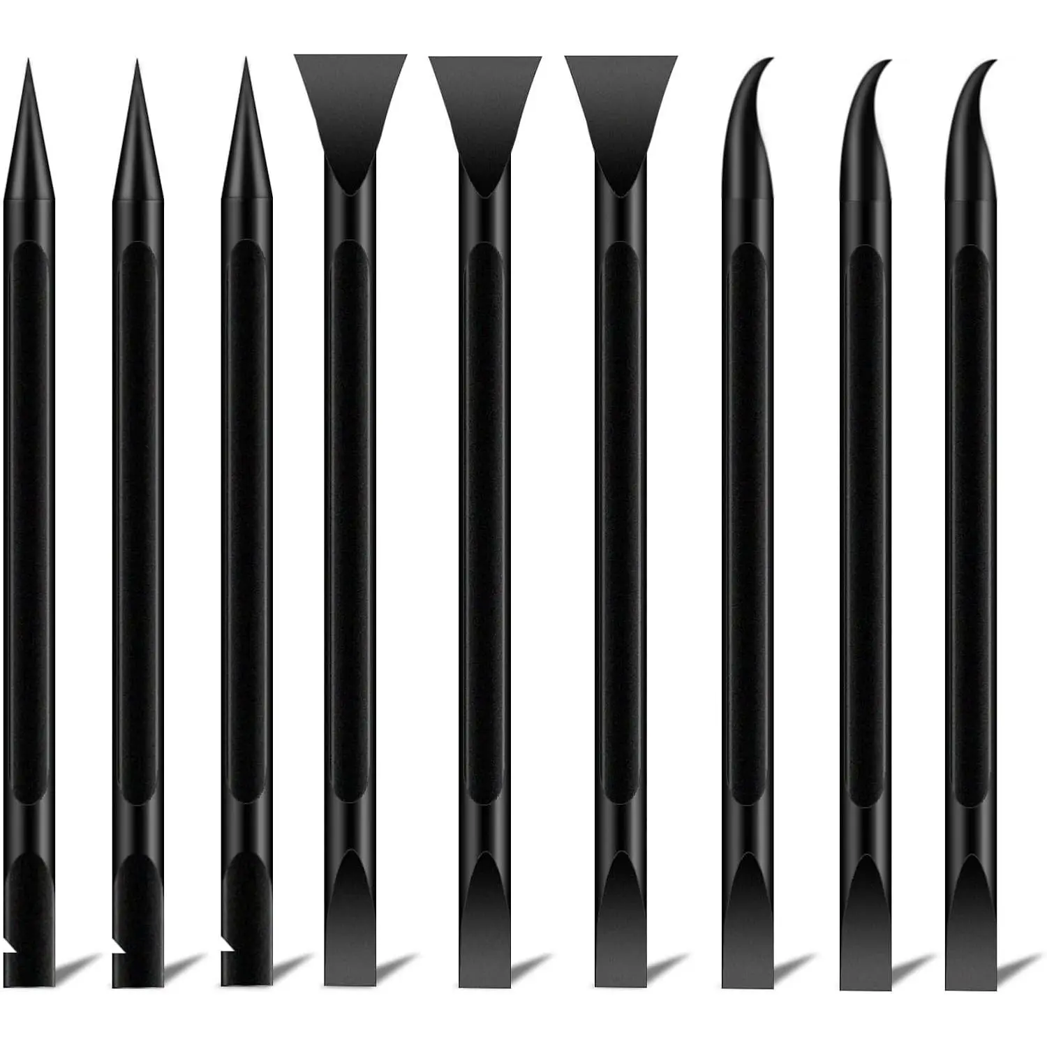 9-Piece Non-Scratch Plastic Scraper Tool Kit - 3 Functional Scraper Designs, 6 inches, Tight Crevice Precision Cleaning, Sticker Removal, for Auto, Boat, Garage, Office (Black)