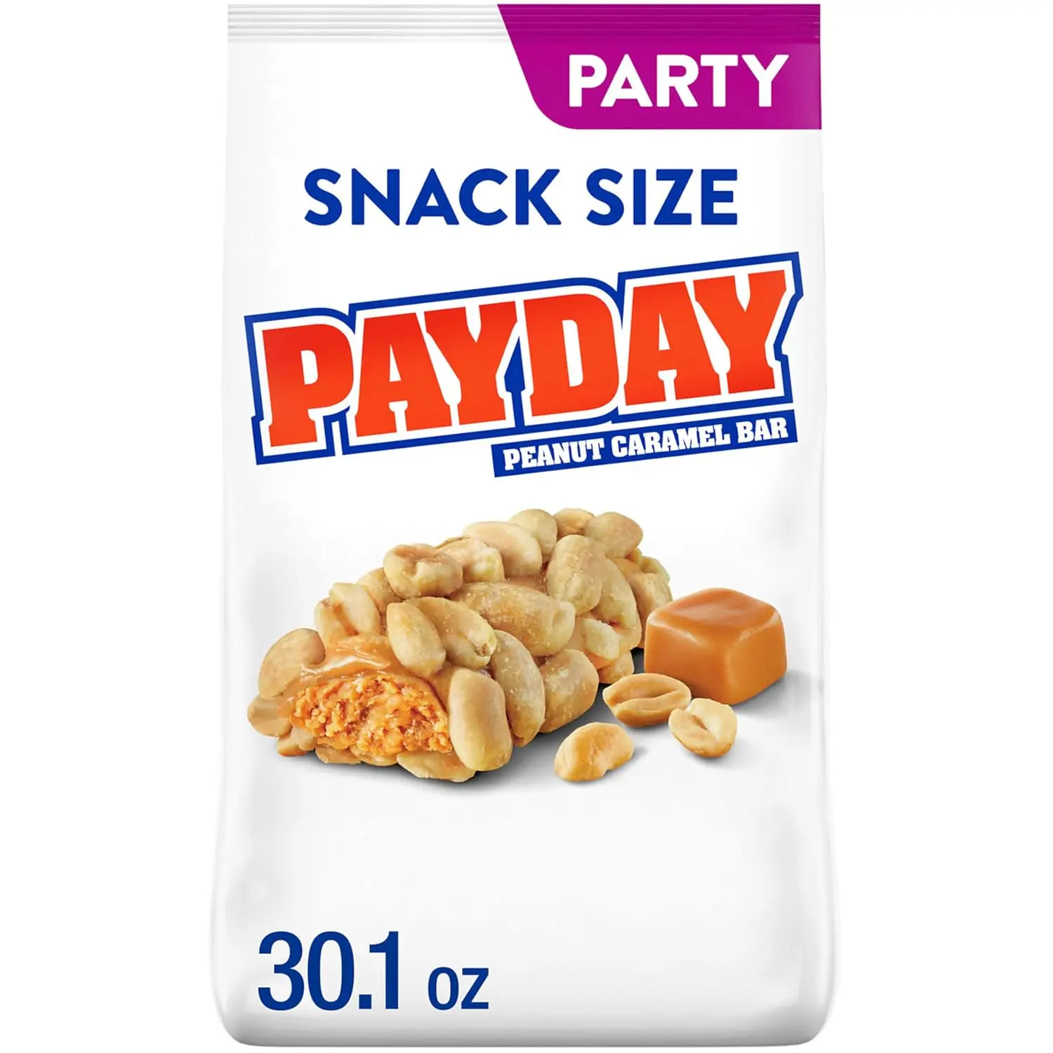 Peanut Caramel Snack Size Candy Party Pack, 30.1 oz | Snack Size Peanut Caramel Bars, Kosher and Gluten Free, Individually Wrapped for Stockings, Parties and Candy Bowls