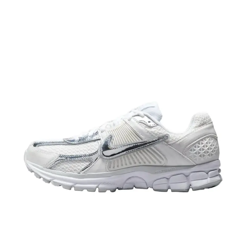 NIKE Women's Zoom Vomero 5 Casual Running Shoes, Leather & Mesh with Metallic Chrome Toe and Zoom Air for Daily Comfort, Running Fitness Footwear, Sports Running Shoes, Breathable Running Shoe, Running Athletic Footwear