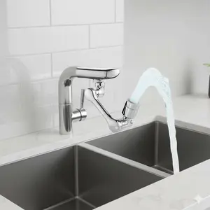 Expandable Gooseneck Faucet Adapter Universal Rotating Extender Splash-Free Kitchen Sink Aerator Water Saving Nozzle for Dishwashing Tool-Free Installation Multi-Angle Adjustable Filter Spray Head
