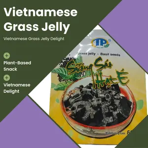 Grass Jelly With Basil Seeds Suong Sao Hat E (Thuan Phat) 2.11 oz 60 g Vietnamese food and snack