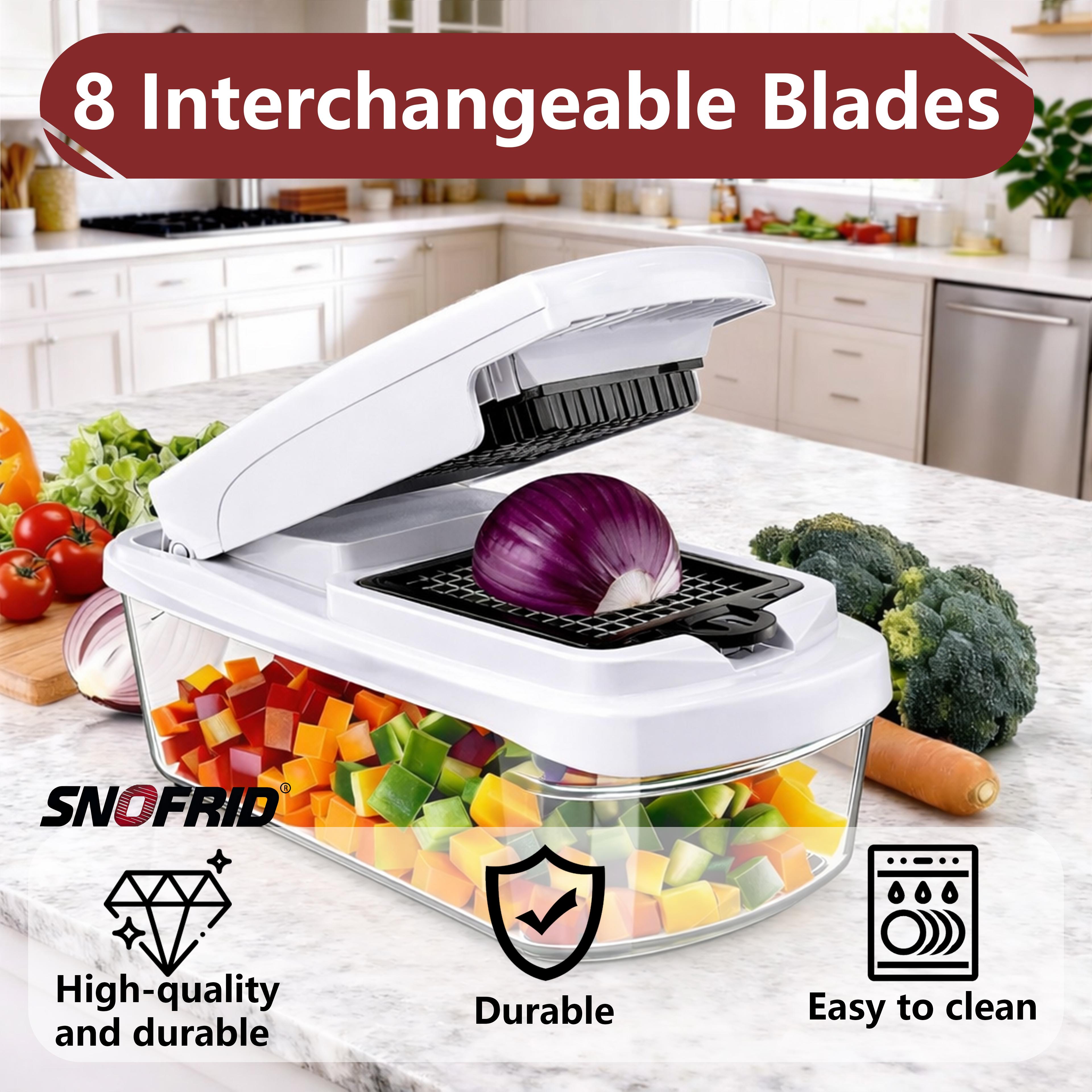 Snofrid Vegetable Chopper,15-in-1 Multifunctional Food Chopper,Professional Onion Chopper with 8 Blades,Vegetable Cutter with Container for Salad,Potato,Carrot,and Garlic; Essential Kitchen Tool Snofrid Vegetable Chopper,15-in-1 Multifunctional Food Chopper,Professional Onion Chopper with 8 Blades,Vegetable Cutter with Container for Salad,Potato,Carrot,and Garlic; Essential Kitchen Tool
