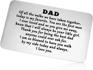 Fathers Day Gift Metal Wallet Insert Card Dad Gifts From Daughter Father's Day Gift Wedding Gift for Dad To My Dad Appreciation Gift Birthday Gifts for Dad Father Papa Engraved Wallet Insert Card Christmas Gift