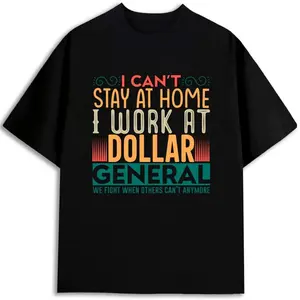 Dollar General Work T-Shirt Men 100% Cotton Regular Fit Screen Printed Short Sleeve Crew Neck Jersey Shirt with Pattern 180g