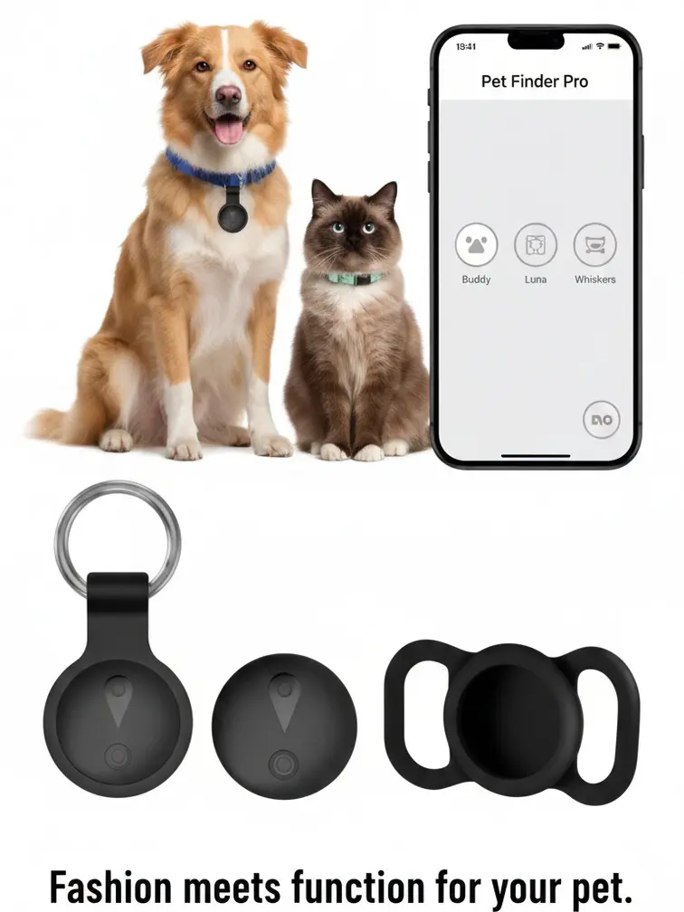 Mini GPS pet tracker for dogs and cats — real-time anti-loss collar locator, IP67 waterproof; real-time pet GPS tracking device with geo-fence alarm; safe locator for small and medium pets; pet GPS locator with historical route and one-click search