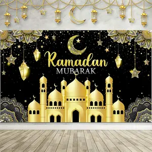 Ramadan Decorative Background Curtain Banner, Muslim Kareem Backdrop, Eid Festival Photo Booth Prop, Home Alfete Party Supplies, Party Decorations Banners