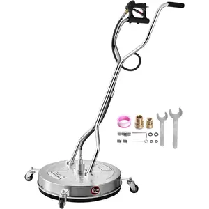 VEVOR 21 Pressure Washer Surface Cleaner, Stainless Steel Pressure Washer Attachments with 4 Wheels, 4500 Max PSI, 3/8 Quick Connector, 2 Spray Nozzles, Dual Handle, for Concrete, Patio, SidewalkVEVOR Super Brand Day