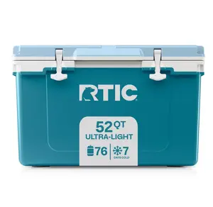 RTIC 52 QT Ultra-Light Cooler, Portable Ice Chest, Outdoor Camping, Fishing Cooler, RTIC Insulated Ice Chest, Fishing Travel Cooler, Tailgating Picnic Cooler