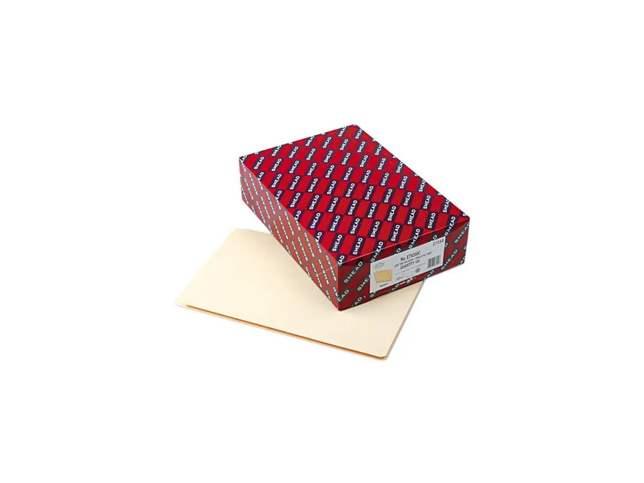 Smead 27250 Folders, Straight Cut, Single-Ply Extended End Tab, Legal, Manila, 100/Box
