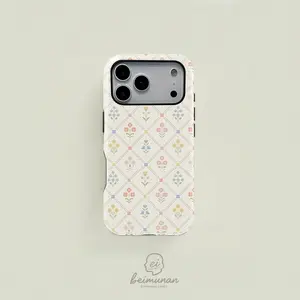 Vintage Floral Quilt Pattern Phone Case, Shockproof Two-In-One Protector, Fits iPhone 17-11 Pro Max, Samsung Galaxy S25-S22 Ultra, Gift Idea
