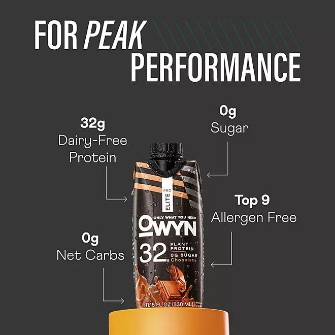 OWYN Pro Elite 32g Keto Plant Protein Shake, Chocolate 11.15 fl. oz., 15 pk. Energy Beverage