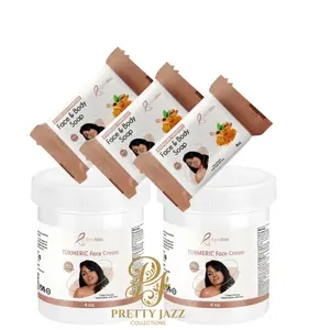 Byen Blan 3x Face and Body Soap with 2x Turmeric Face Cream Set for Brightening Skin and Hypopigmentation Relief