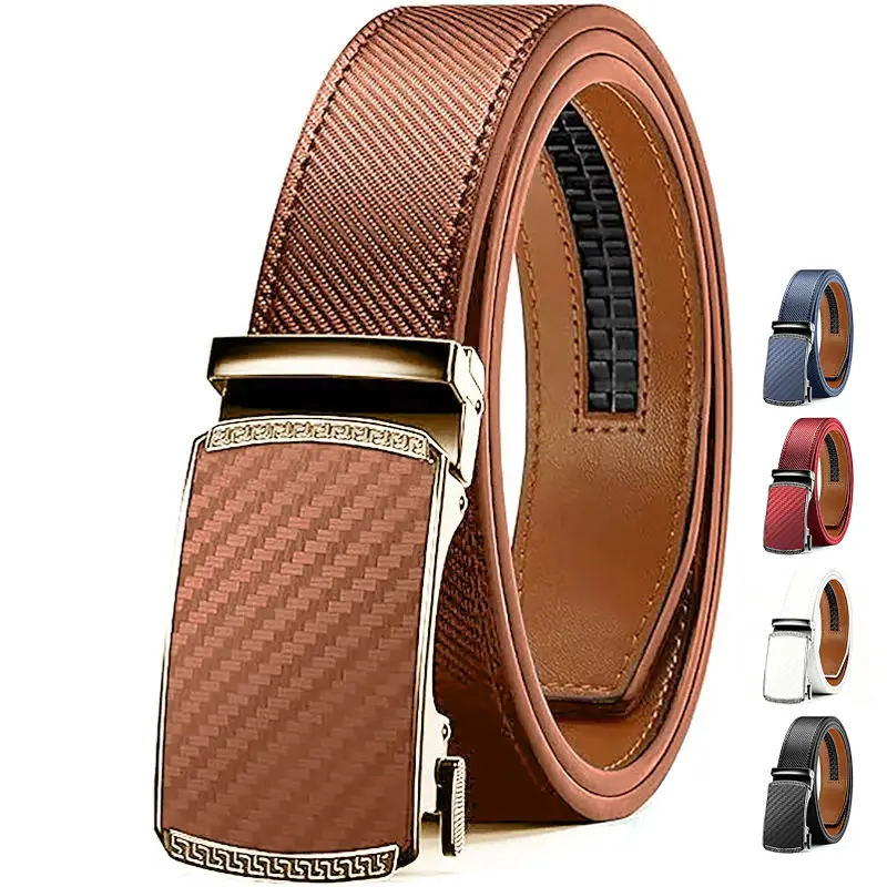 KZZ Mens Belt Leather Ratchet Easy Release Belt Dress and Casual Adjustable Belts for Men's Wear Gift Fathers Gift christmas gifts for him