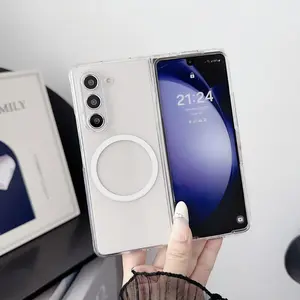 Transparent Magnetic Phone Case for Samsung Galaxy Fold Series, Stylish Women's Design Compatible with Zfold7/6/5/zfold3/4