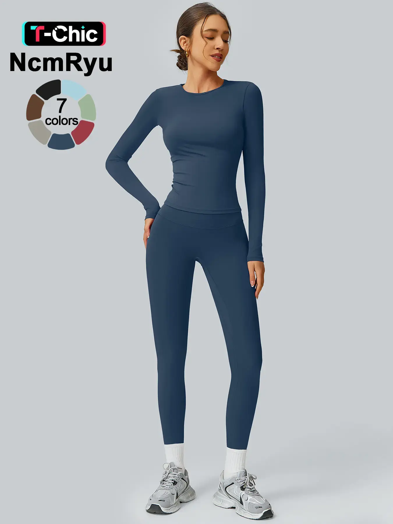 Women's high elasticity long sleeved slim fit pants yoga suit set, Sports clothing set, Exercise clothing set, Workout Running Outfits, Sportswear For Training, All Season Activewear, Stretchable Activewear, Athleisure Activewear Set