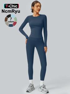 women's solid long sleeve tee & leggings set, sporty round neck top & skinny pants sportswear set, jogging sets for women, activewear, workout sets women, ladies active wear, athletic wear, sweatsuits women, women workout clothes, yoga tracksuit set