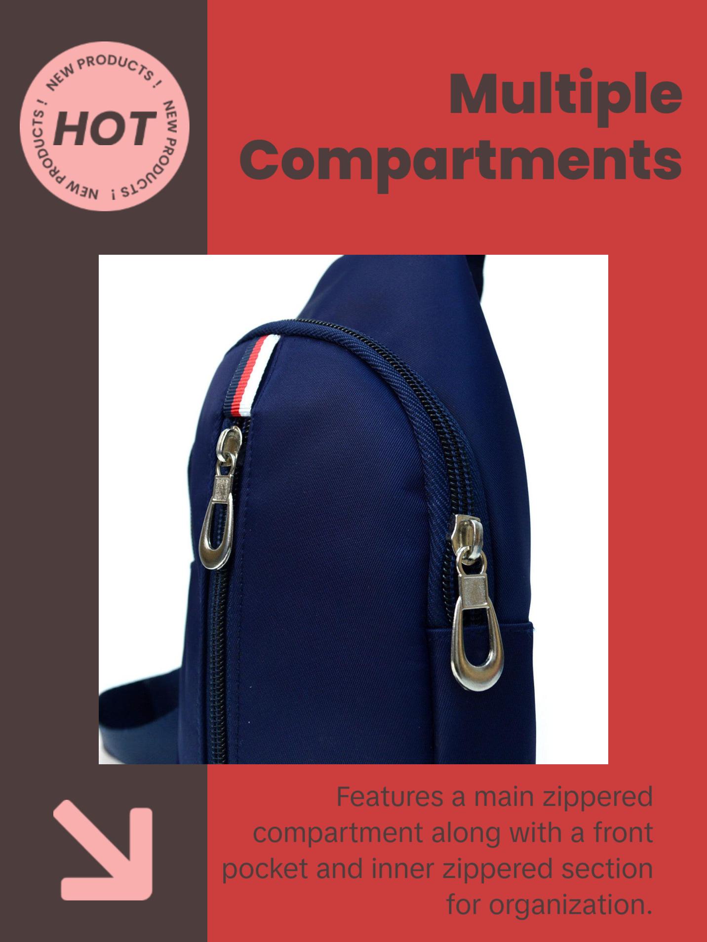 Navy Crossbody Sling Bag with Padded Interior - Compact and Functional