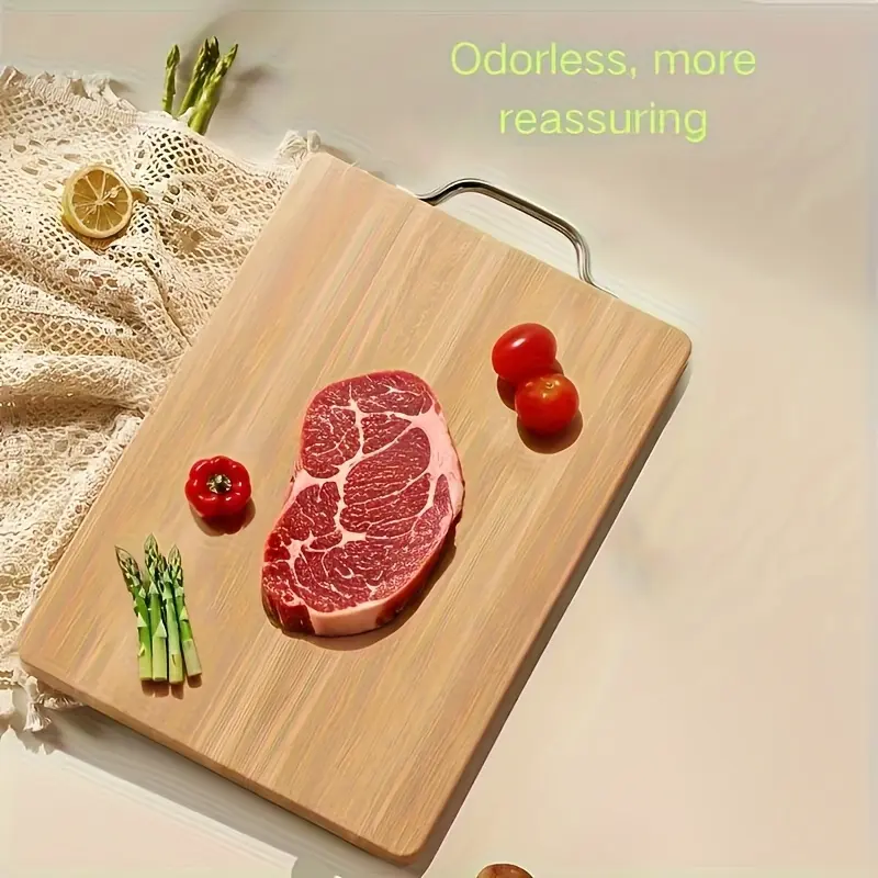 1pc Bamboo Cutting Board, Multiple Sizes Available 8.66x12.6inch 10.24x14.17inch 11.02x15.75inch 14.17x10.24inch, Double-Sided Sturdy Bamboo Chopping Board, Household Kitchen Food Prep Board for Fruit Vegetable Meat Cutting