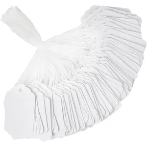 White Price Tags with String - 1000PCS Pre-Strung Paper String Tags for Pricing, Hanging Garage/Yard Sale Clothing Jewelry Merchandise Labeling 1.75 x 1.1 Inch