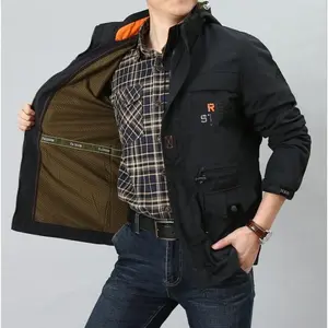 Men's Medium To Long Casual Outdoor Hooded Plus Size Jacket, Hooded Rain Waterproof Hiking Outdoor Jackets, Men's Thick Winter Jackets for Hiking Outdoor Hooded Rain Waterproof