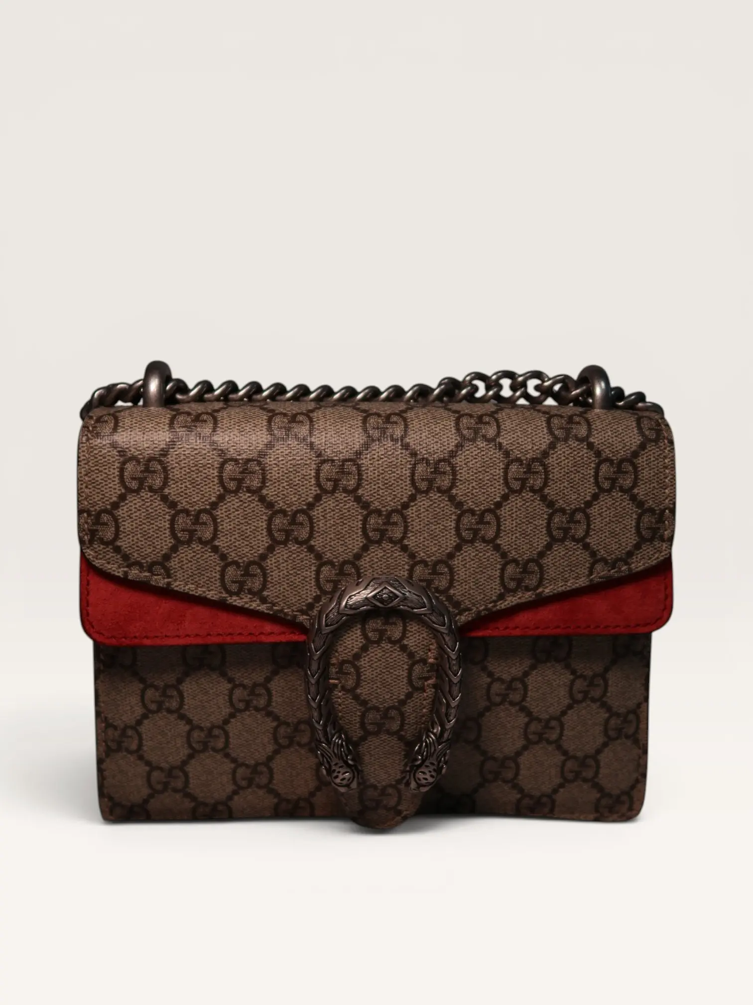 Pre-owned GUCCI Coated Canvas Crossbody Bags GG Supreme Mini Dionysus in Red