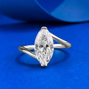 S925 Sterling Silver Marquise Horse Eye Cut Ring 6*12mm 6A Cubic Zirconia Ring-288