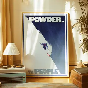 Powder Skiing Vintage Poster Winter Sports Printable Wall Art